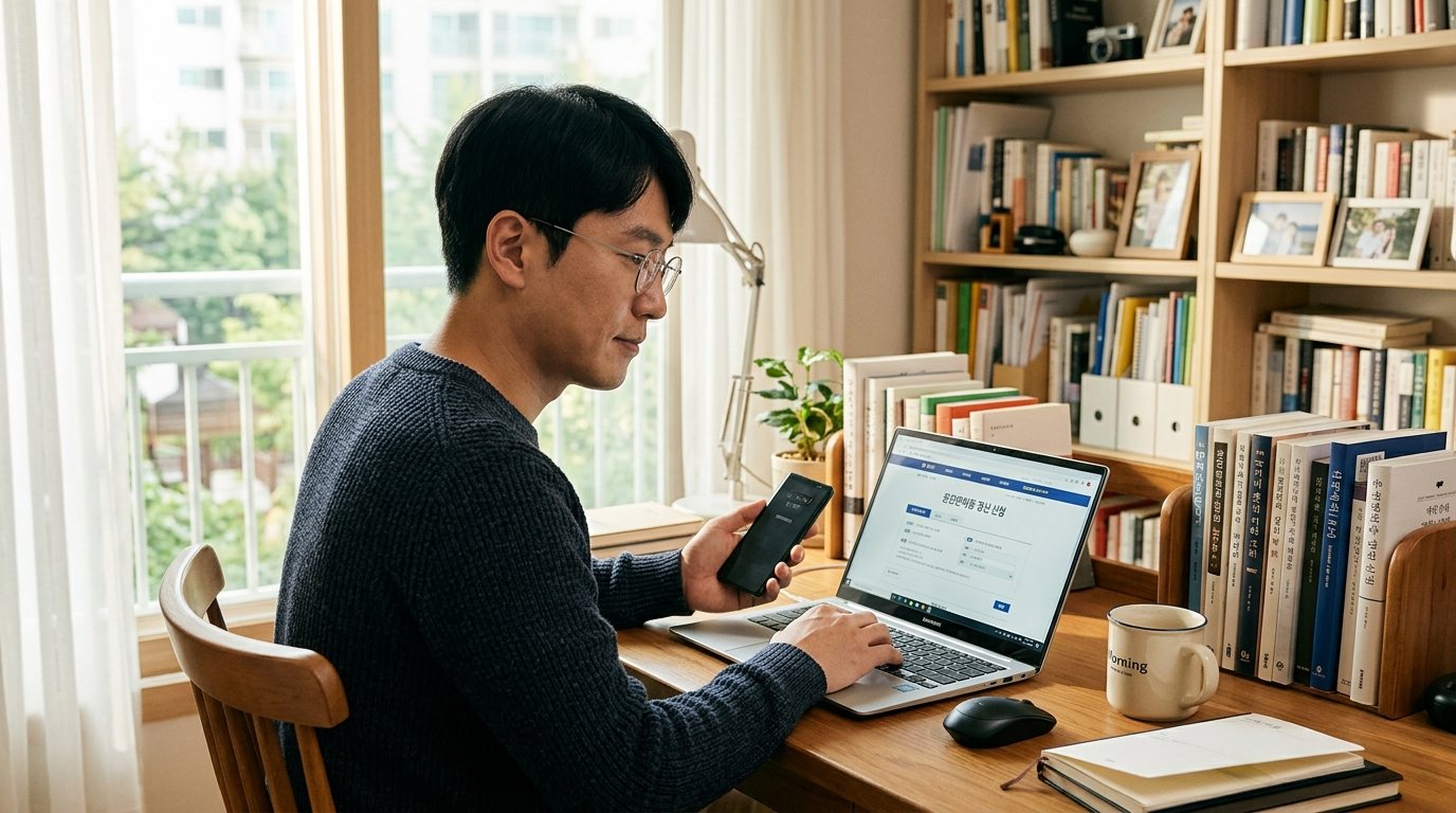 온라인으로 운전면허 적성검사 갱신을 접수하는 모습