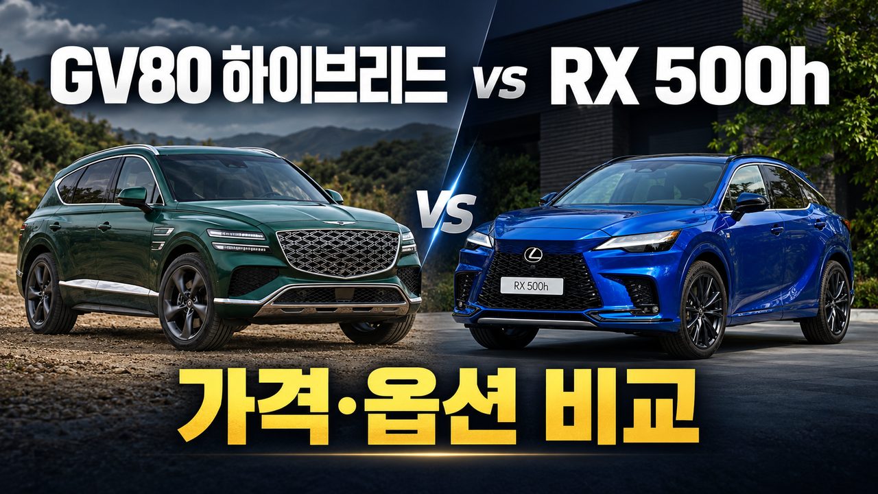 GV80 하이브리드 vs 렉서스 RX 500h 2,050만 원 가격차와 옵션 손익 비교